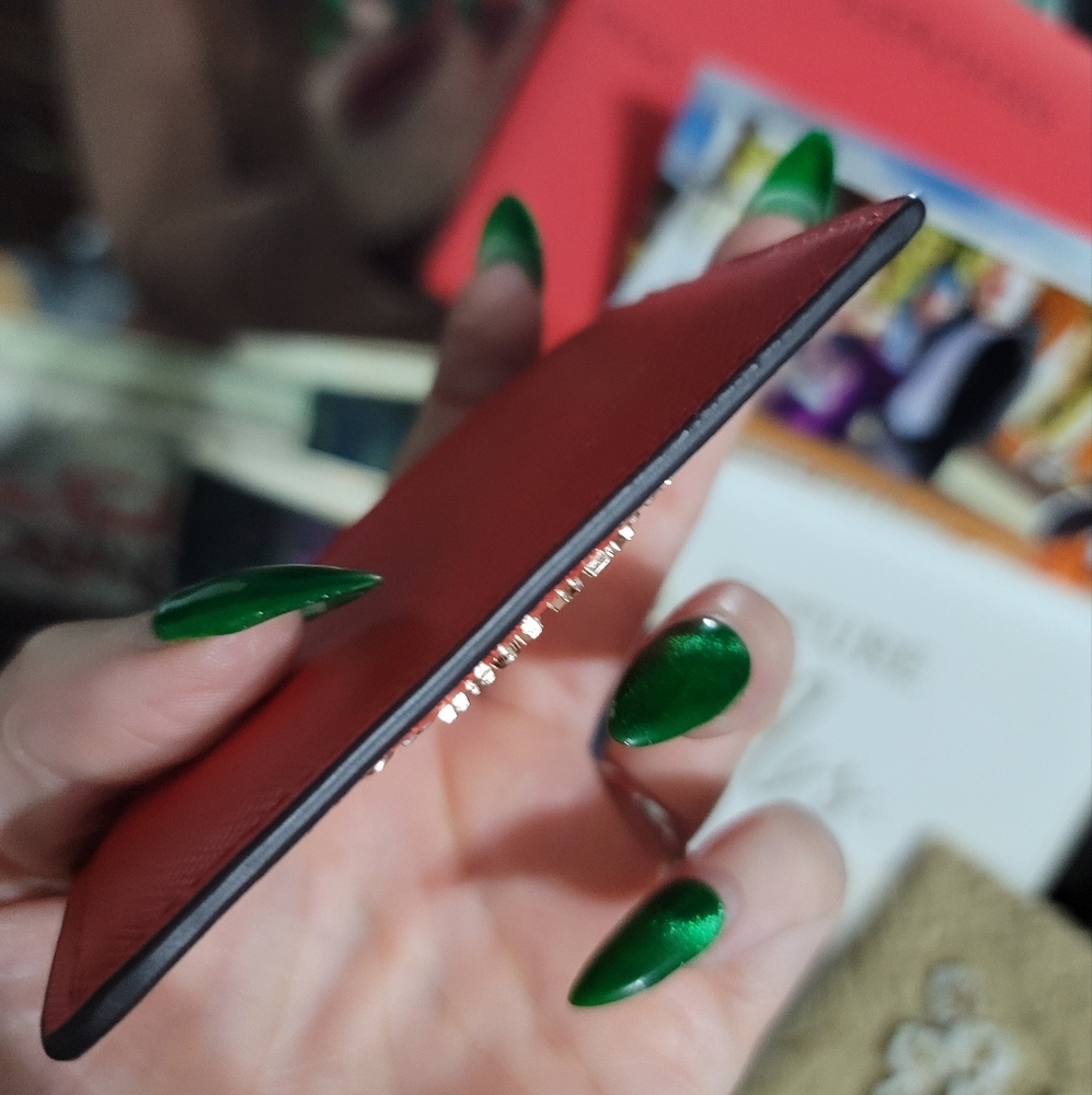 Kate Spade ♠️ Staci Small Slim Card Holder - Bright Melon Red & Silver KSNY Logo - Picture 10 of 11